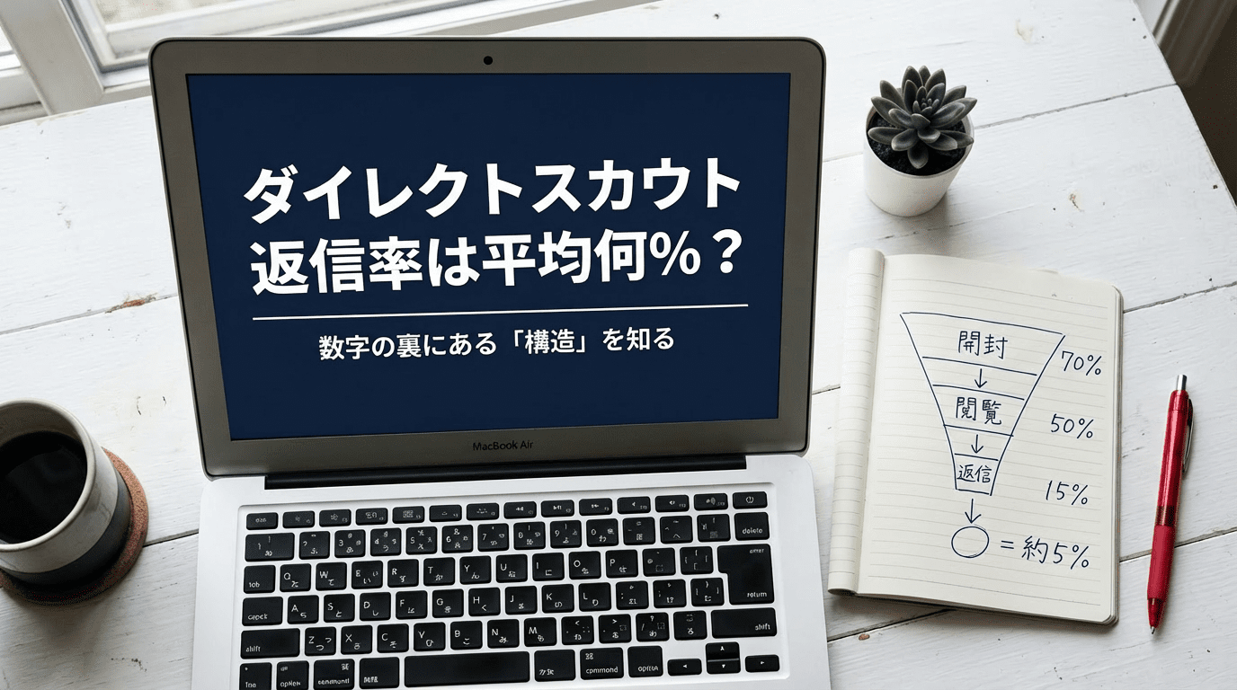 ダイレクトスカウトの返信率をファネル構造で分析するイメージ画像