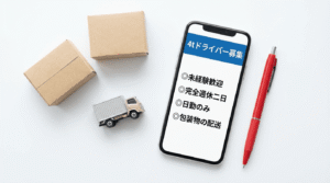 ドライバーの求人票がスマートフォンに表示されている画像