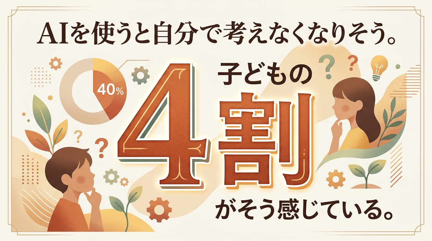 AIを使うと自分で考えなくなりそうと感じる子どもが4割いる現状を示すコラムのアイキャッチ画像